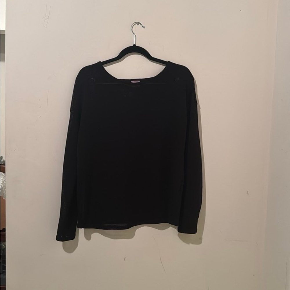 Cupio Shirt Womens l medium Black long Sleeve Scoop Neck Knit Acrylic Nylon